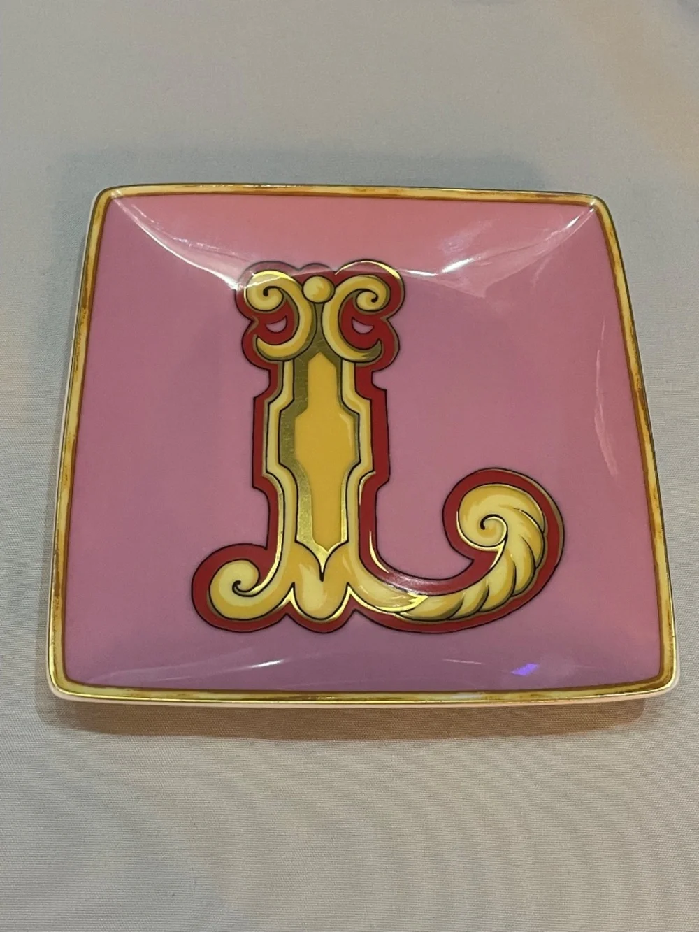 Versace Rosenthal Alphabet L Small Square Plate 12cm